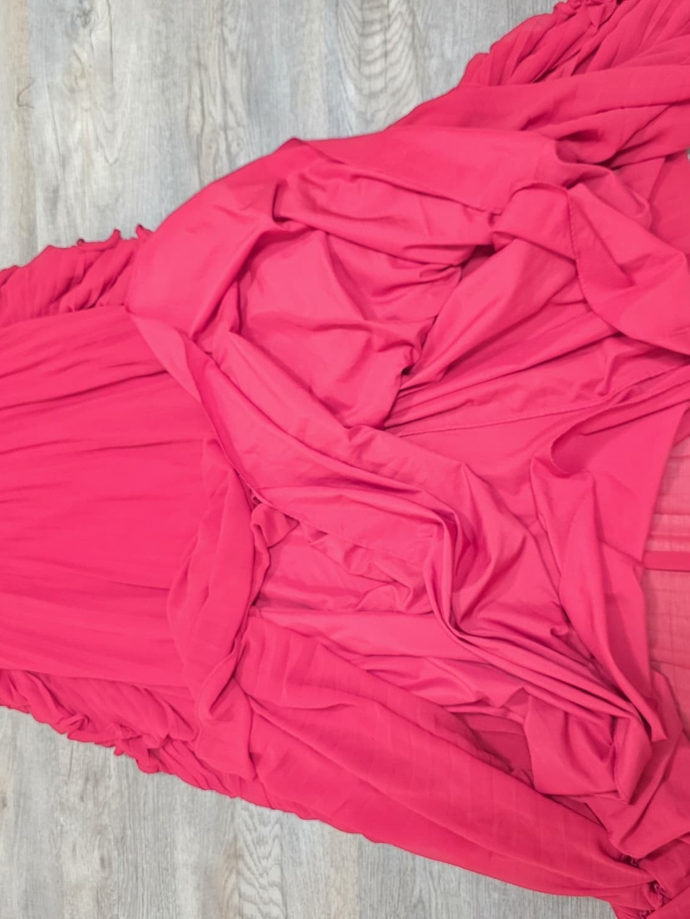 BADGLEY MISCHKA PLEATED RUFFLE GOWN SIZE 14 MSRP $890 - Picture 9 of 13